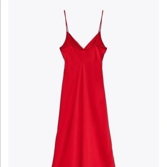 Zara Red Satin Midi Dress - Picture 15 of 16